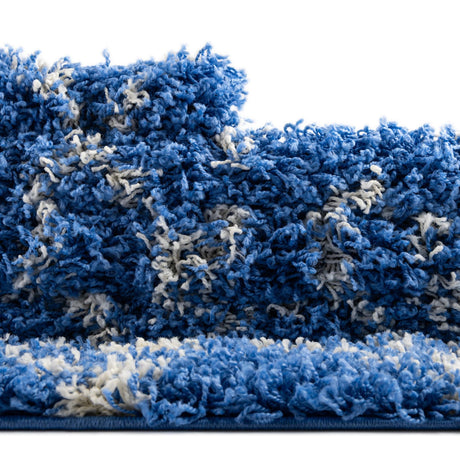 Periwinkle Blue 5' 3 x 8' Moroccan Trellis Shag Oval Area Rug Thick Soft Touch Fluffy & Plush Shaggy Pile 100% Polypropylene Geometric Traditional Carpet for Sale at Rug Engine