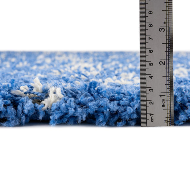 Periwinkle Blue 5' 3 x 5' 3 Moroccan Trellis Shag Round Rug