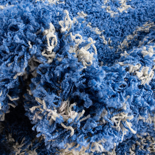 Periwinkle Blue 5' 3 x 5' 3 Moroccan Trellis Shag Round Rug