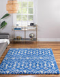 Periwinkle Blue 4' x 4' Moroccan Trellis Shag Square Rug