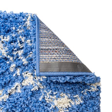 Periwinkle Blue 5' 3 x 5' 3 Moroccan Trellis Shag Square Area Rug Thick Soft Touch Fluffy & Plush Shaggy Pile 100% Polypropylene Geometric Traditional Carpet for Sale at Rug Engine