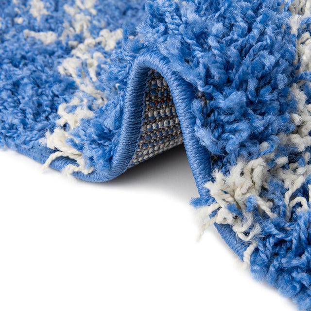 Periwinkle Blue 5' 3 x 5' 3 Moroccan Trellis Shag Square Area Rug Thick Soft Touch Fluffy & Plush Shaggy Pile