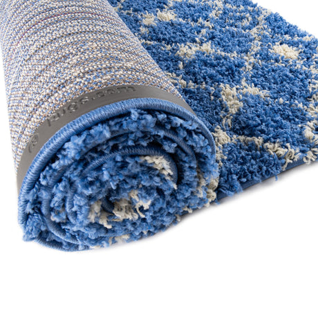 Periwinkle Blue 5' 3 x 5' 3 Moroccan Trellis Shag Square Area Rug Thick Soft Touch Fluffy & Plush Shaggy Pile 100% Polypropylene Geometric Traditional Carpet for Sale at Rug Engine