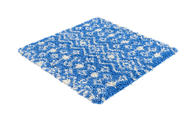 Periwinkle Blue 3' 3 x 3' 3 Moroccan Trellis Shag Square Area Rug Thick Soft Touch Fluffy & Plush Shaggy Pile
