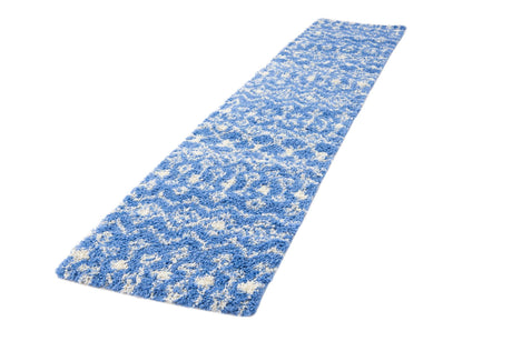 Periwinkle Blue 2' 7 x 12' Moroccan Trellis Shag Runner Area Rug Thick Soft Touch Fluffy & Plush Shaggy Pile