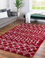 Burgundy Red 4' 1 x 6' 1 Moroccan Trellis Shag Rectangle Area Rug Thick Soft Touch Fluffy & Plush Shaggy Pile