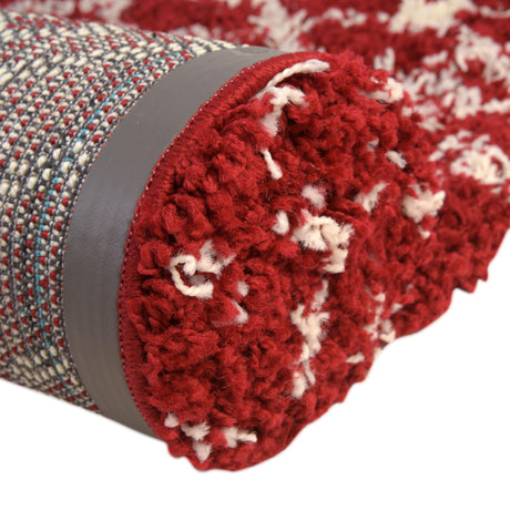 Burgundy Red 9' x 12' Moroccan Trellis Shag Rectangle Area Rug Thick Soft Touch Fluffy & Plush Shaggy Pile 100% Polypropylene Geometric Traditional Carpet for Sale at Rug Engine