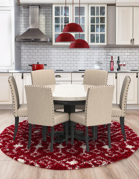 Burgundy Red 6' 1 x 6' 1 Moroccan Trellis Shag Round Area Rug Thick Soft Touch Fluffy & Plush Shaggy Pile 100% Polypropylene Geometric Traditional Carpet for Sale at Rug Engine