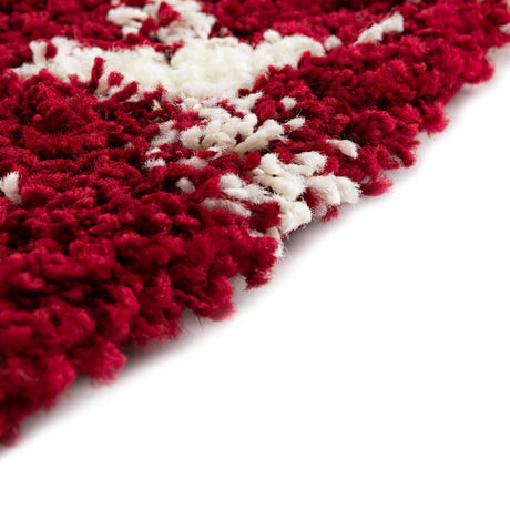 Burgundy Red 6' 1 x 6' 1 Moroccan Trellis Shag Round Area Rug Thick Soft Touch Fluffy & Plush Shaggy Pile 100% Polypropylene Geometric Traditional Carpet for Sale at Rug Engine