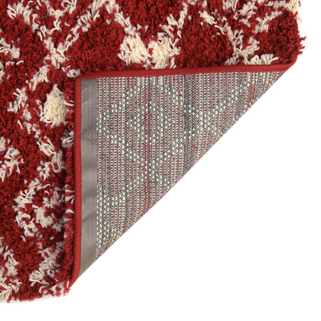 Burgundy Red 4' 1 x 4' 1 Moroccan Trellis Shag Square Area Rug Thick Soft Touch Fluffy & Plush Shaggy Pile 100% Polypropylene Geometric Traditional Carpet for Sale at Rug Engine