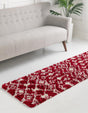 Burgundy Red 2' x 7' Moroccan Trellis Shag Runner Rug