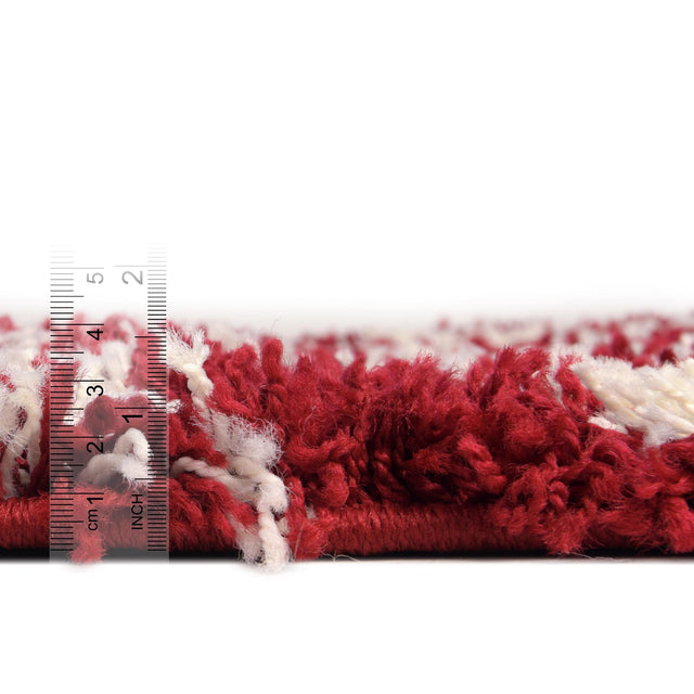 Burgundy Red 2' x 7' Moroccan Trellis Shag Runner Rug