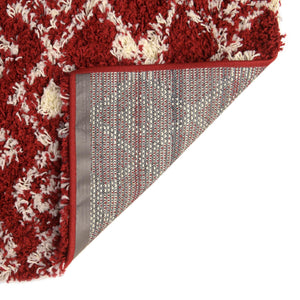 Burgundy Red 3' x 12' Moroccan Trellis Shag Runner Rug