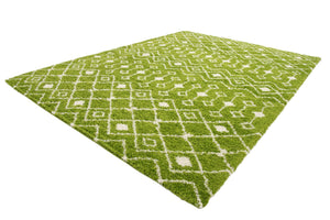 Green 11' x 14' Moroccan Trellis Shag Rectangle Rug