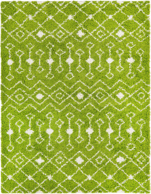 Green 7' 10 x 10' Moroccan Trellis Shag Rectangle Area Rug Thick Soft Touch Fluffy & Plush Shaggy Pile