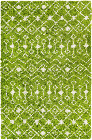 Green 6' 1 x 9' Moroccan Trellis Shag Rectangle Area Rug Thick Soft Touch Fluffy & Plush Shaggy Pile