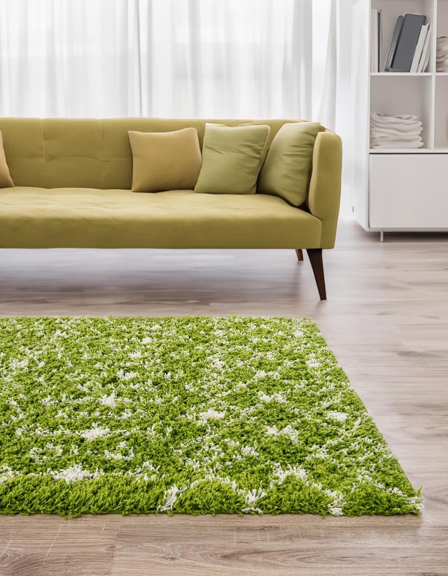 Green 6' 1 x 9' Moroccan Trellis Shag Rectangle Area Rug Thick Soft Touch Fluffy & Plush Shaggy Pile