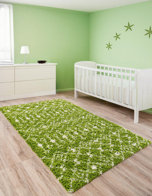 Green 4' x 6' Moroccan Trellis Shag Rectangle Rug
