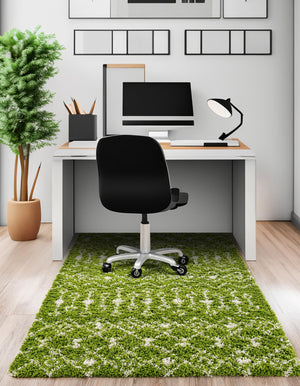Green 6' 1 x 9' Moroccan Trellis Shag Rectangle Area Rug Thick Soft Touch Fluffy & Plush Shaggy Pile
