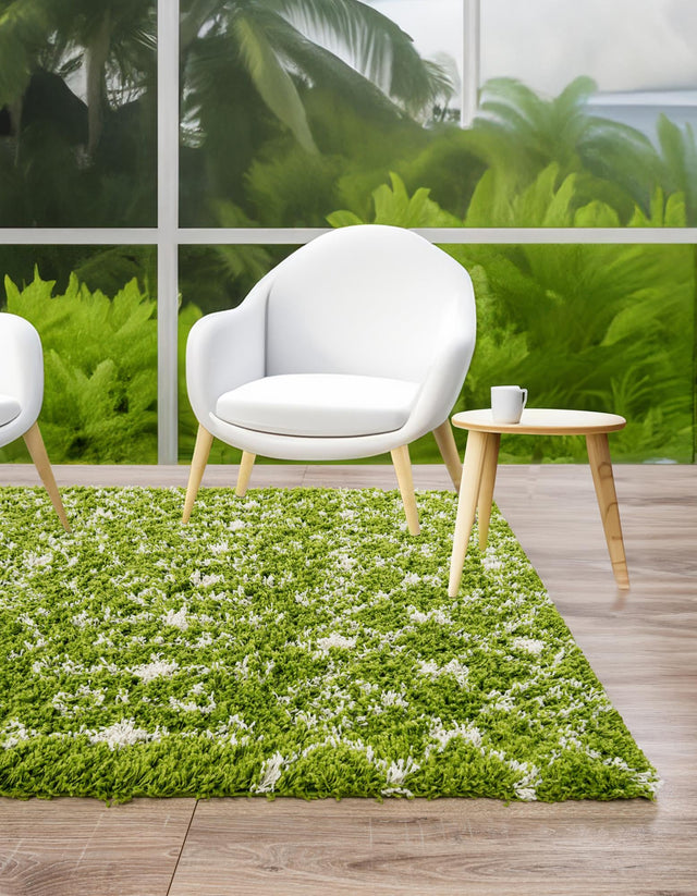 Green 6' 1 x 9' Moroccan Trellis Shag Rectangle Area Rug Thick Soft Touch Fluffy & Plush Shaggy Pile