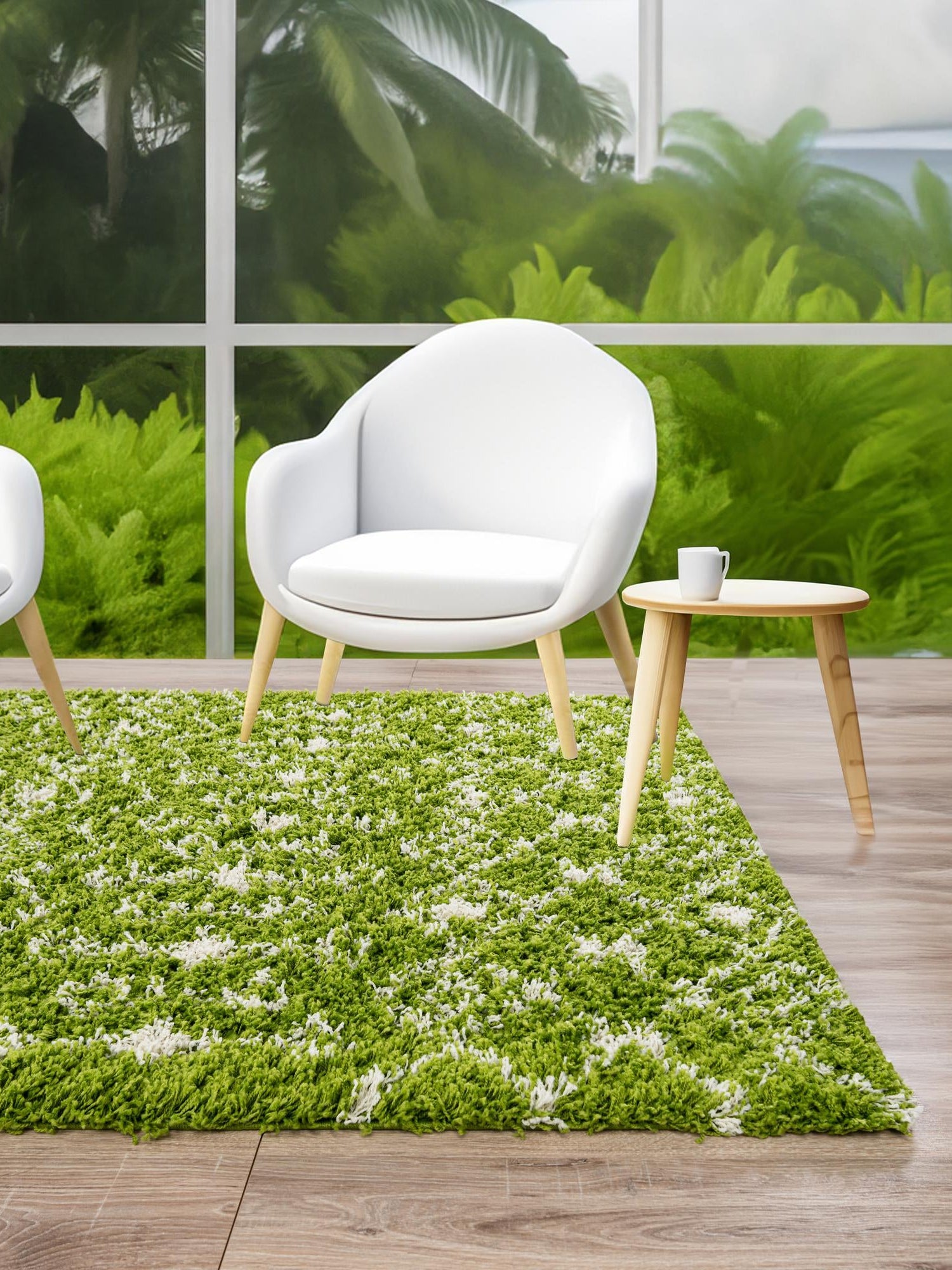 Green 4' 1 x 6' 1 Moroccan Trellis Shag Rectangle Area Rug Thick Soft Touch Fluffy & Plush Shaggy Pile 100% Polypropylene Geometric Traditional Carpet for Sale at Rug Engine