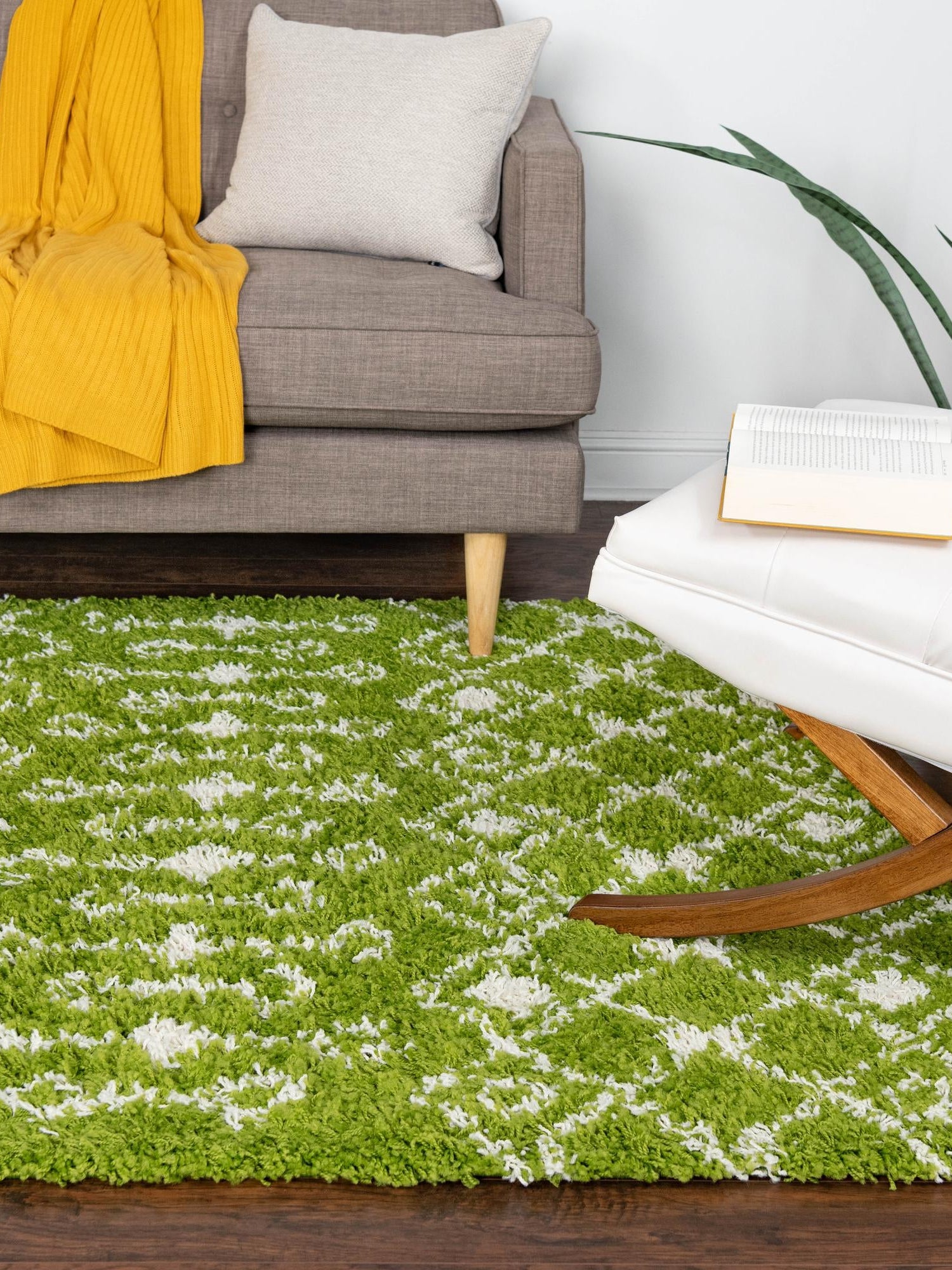 Green 10' x 14' 1 Moroccan Trellis Shag Rectangle Area Rug Thick Soft Touch Fluffy & Plush Shaggy Pile 100% Polypropylene Geometric Traditional Carpet for Sale at Rug Engine