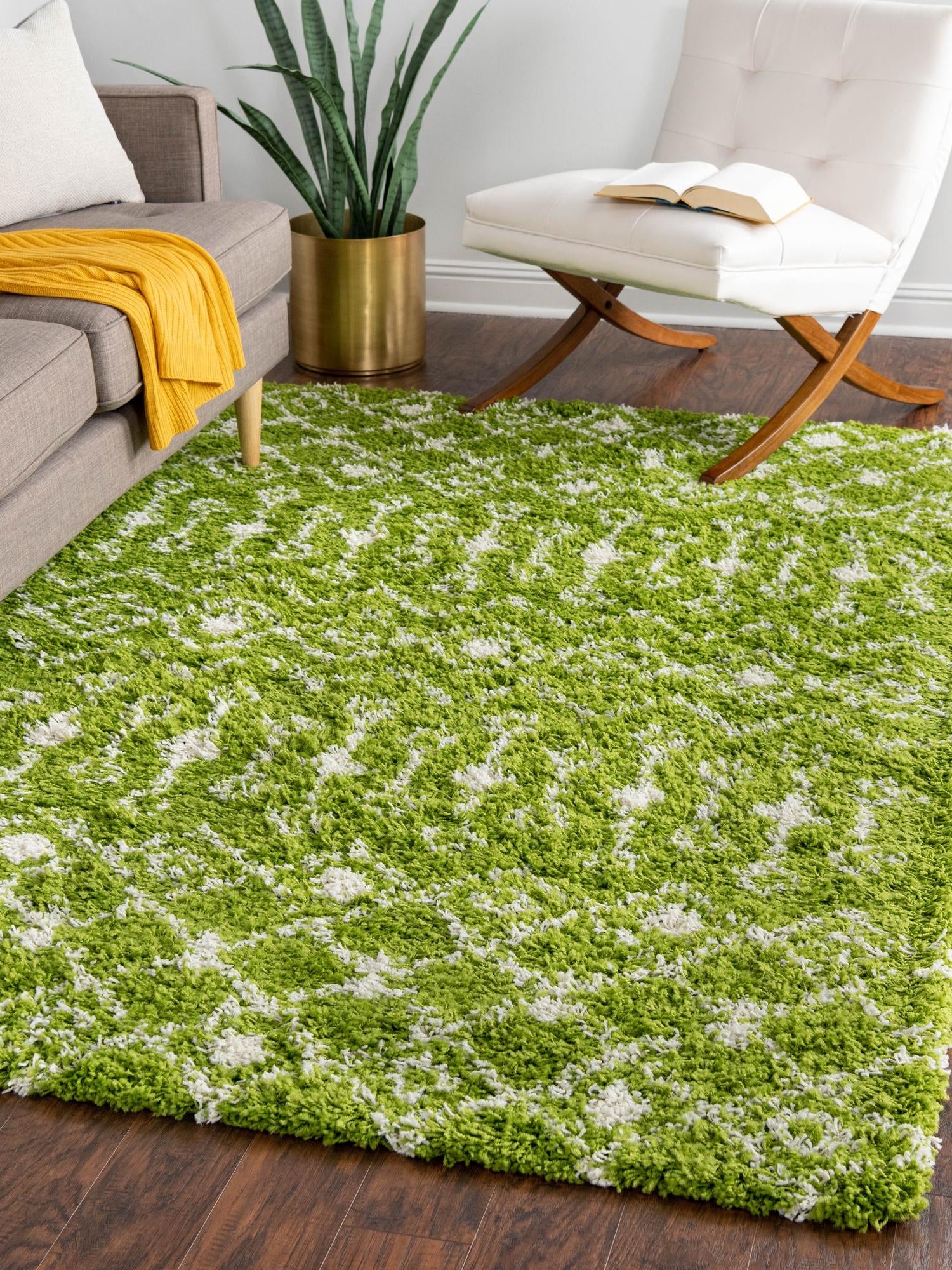 Green 10' x 14' 1 Moroccan Trellis Shag Rectangle Area Rug Thick Soft Touch Fluffy & Plush Shaggy Pile 100% Polypropylene Geometric Traditional Carpet for Sale at Rug Engine