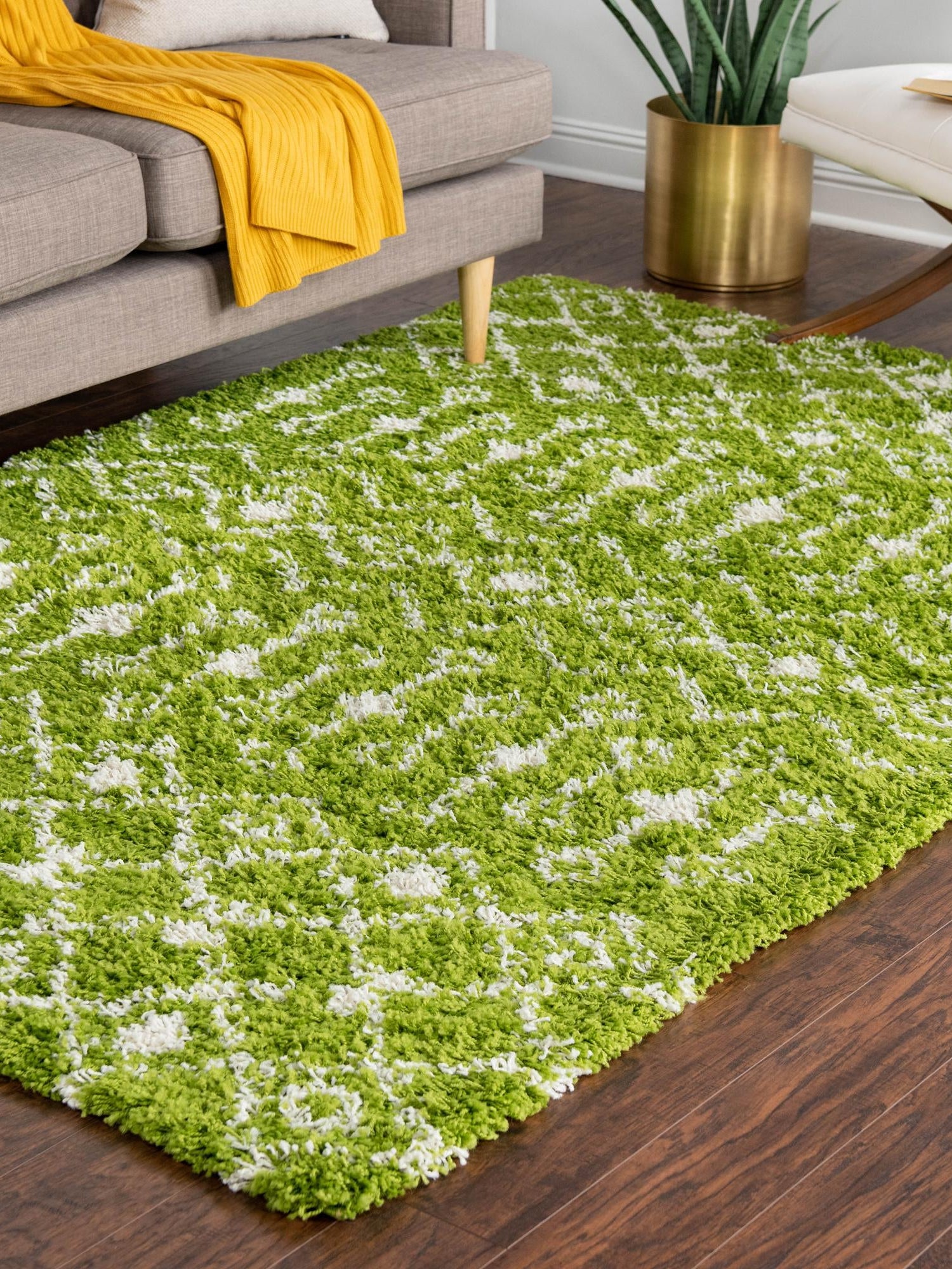 Green 10' x 14' 1 Moroccan Trellis Shag Rectangle Area Rug Thick Soft Touch Fluffy & Plush Shaggy Pile 100% Polypropylene Geometric Traditional Carpet for Sale at Rug Engine