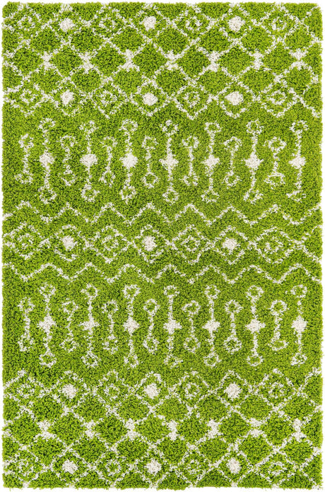 Green 5' 3 x 8' Moroccan Trellis Shag Rectangle Rug