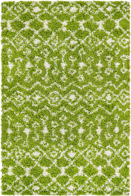 Green 4' x 6' Moroccan Trellis Shag Rectangle Rug