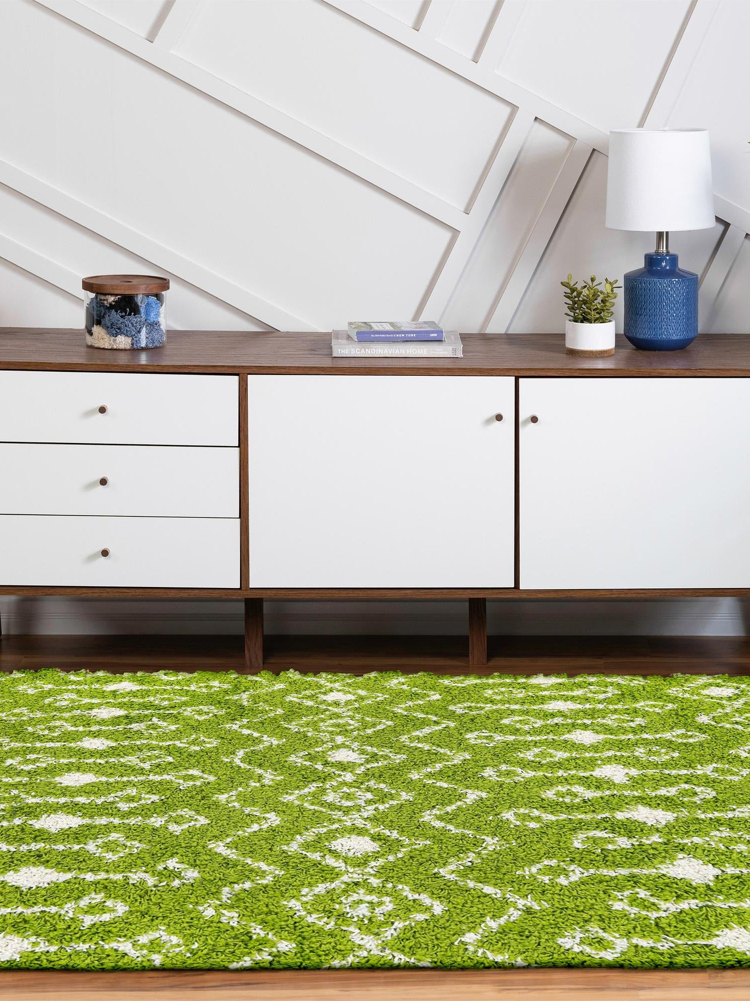 Green 5' 3 x 8' Moroccan Trellis Shag Oval Area Rug Thick Soft Touch Fluffy & Plush Shaggy Pile 100% Polypropylene Geometric Traditional Carpet for Sale at Rug Engine