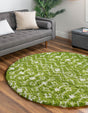 Green 6' x 6' Moroccan Trellis Shag Round Rug