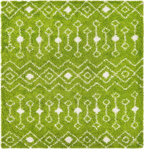 Green 8' x 8' Moroccan Trellis Shag Square Rug