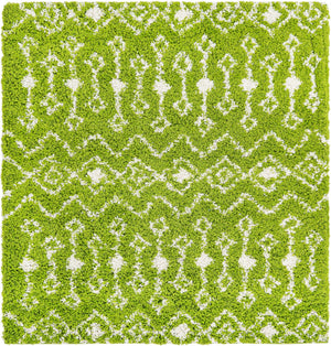 Green 5' 3 x 5' 3 Moroccan Trellis Shag Square Rug