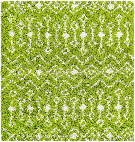 Green 5' 3 x 5' 3 Moroccan Trellis Shag Square Rug