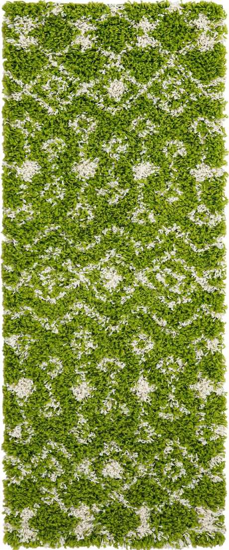 Green 2' x 5' Moroccan Trellis Shag Runner Rug