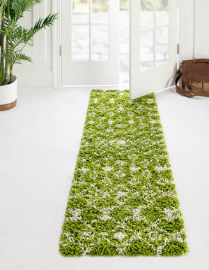 Green 3' 3 x 16' 5 Moroccan Trellis Shag Runner Rug