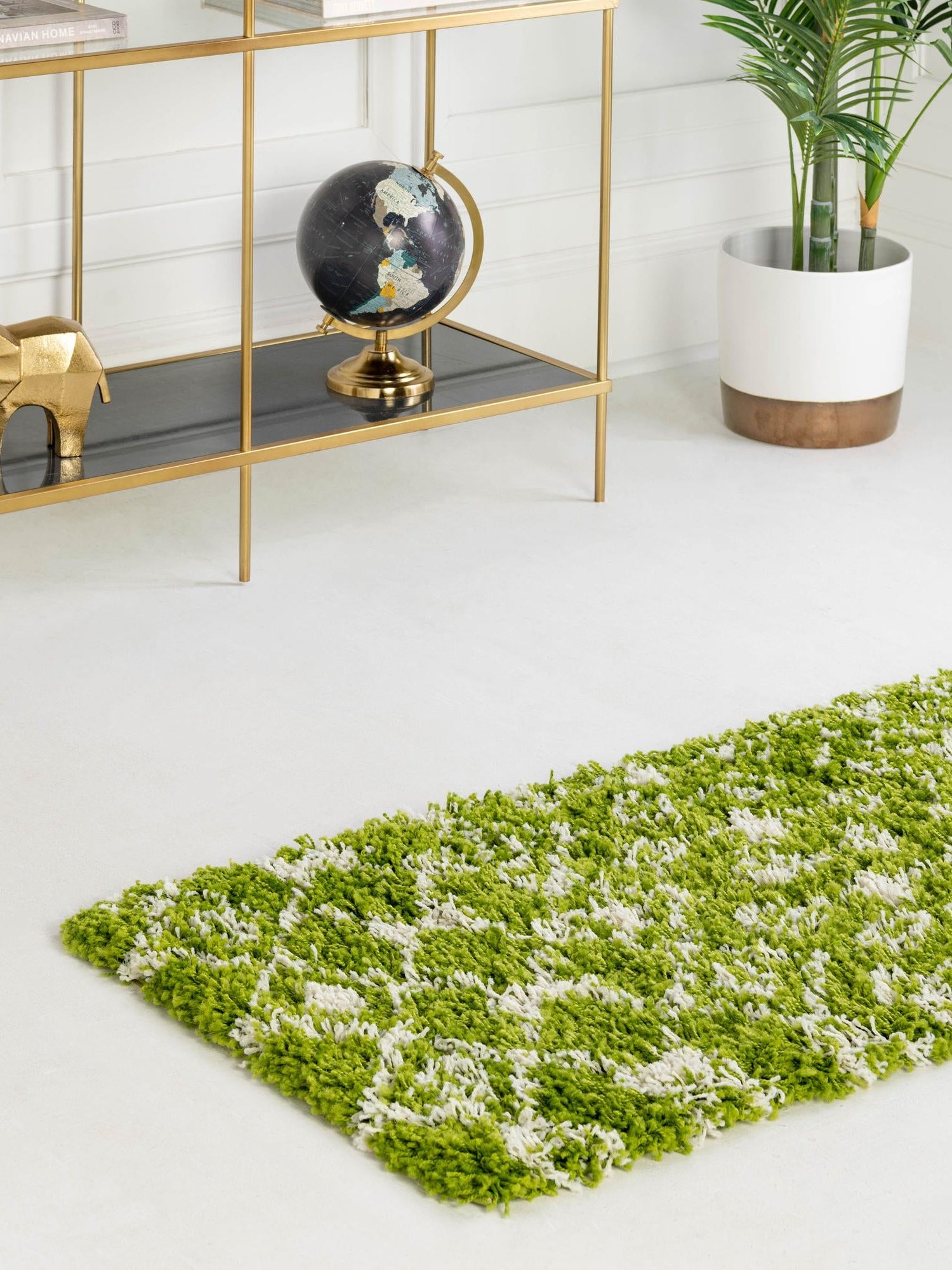 Green 2' x 5' 1 Moroccan Trellis Shag Runner Area Rug Thick Soft Touch Fluffy & Plush Shaggy Pile 100% Polypropylene Geometric Traditional Carpet for Sale at Rug Engine