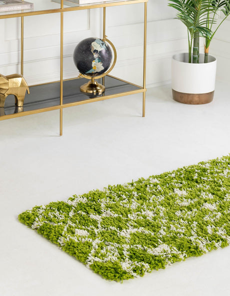 Green 2' x 7' 1 Moroccan Trellis Shag Runner Area Rug Thick Soft Touch Fluffy & Plush Shaggy Pile 100% Polypropylene Geometric Traditional Carpet for Sale at Rug Engine