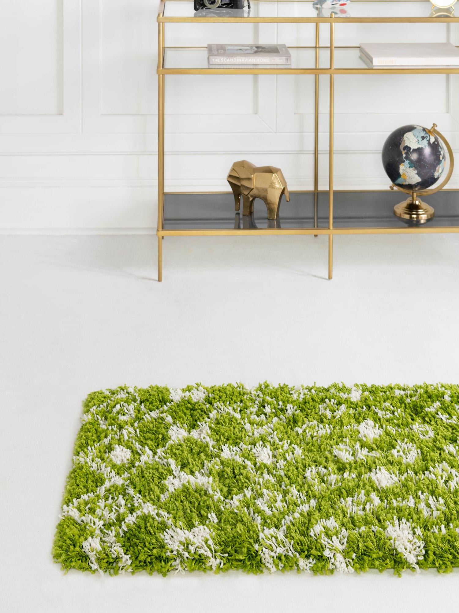 Green 2' x 7' 1 Moroccan Trellis Shag Runner Area Rug Thick Soft Touch Fluffy & Plush Shaggy Pile 100% Polypropylene Geometric Traditional Carpet for Sale at Rug Engine