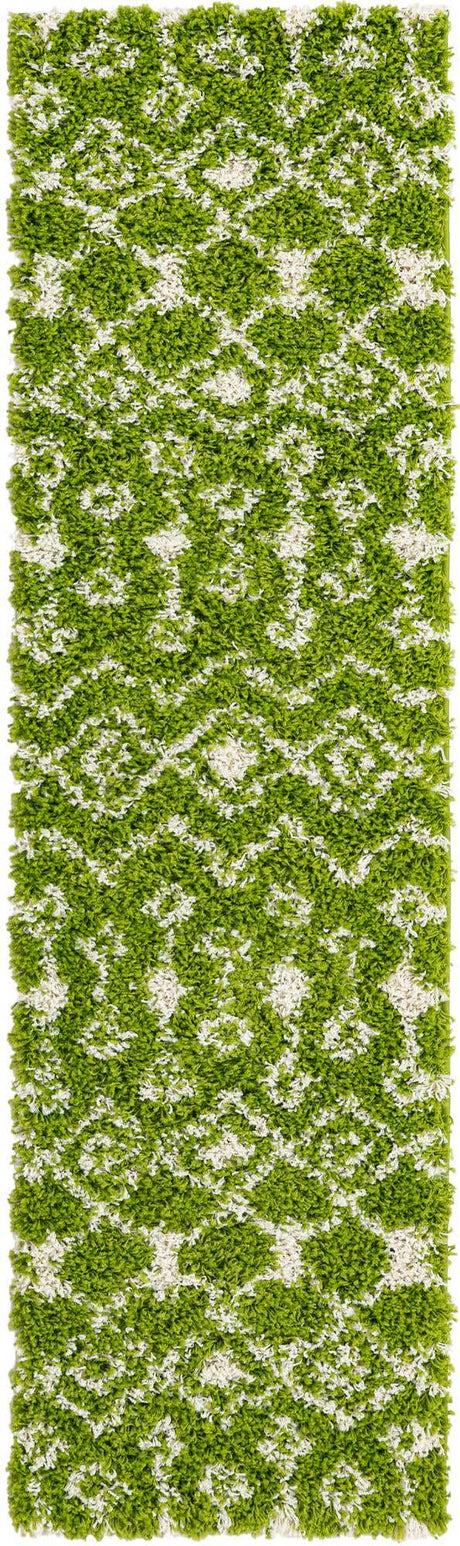 Green 2' x 7' Moroccan Trellis Shag Runner Rug
