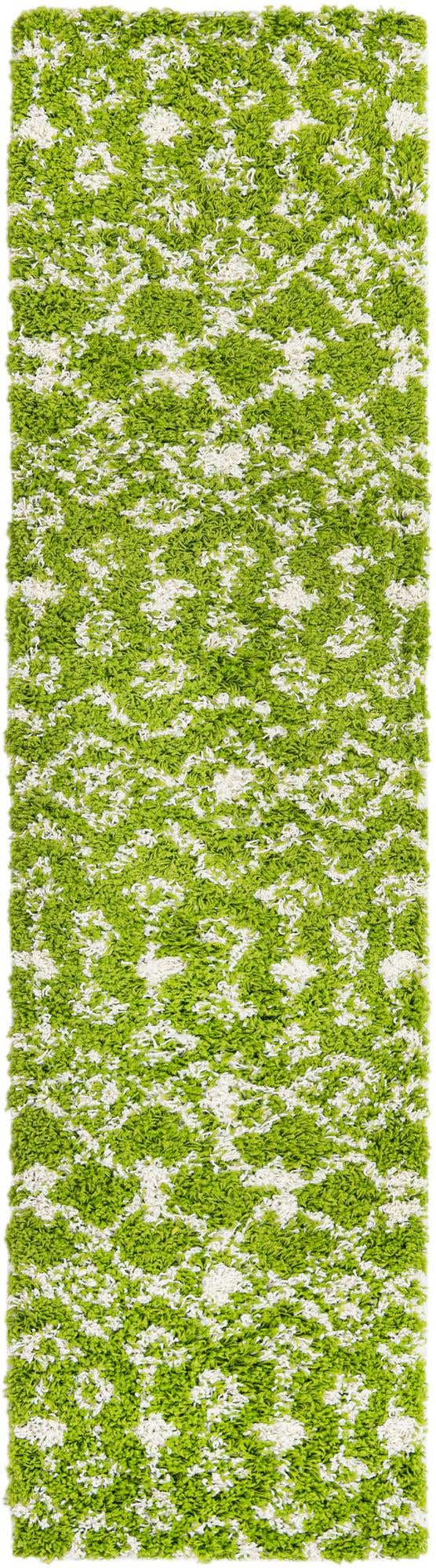 Green 2' x 8' Moroccan Trellis Shag Runner Area Rug Thick Soft Touch Fluffy & Plush Shaggy Pile