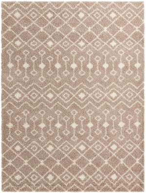 Light Brown 11' x 14' Moroccan Trellis Shag Rectangle Rug