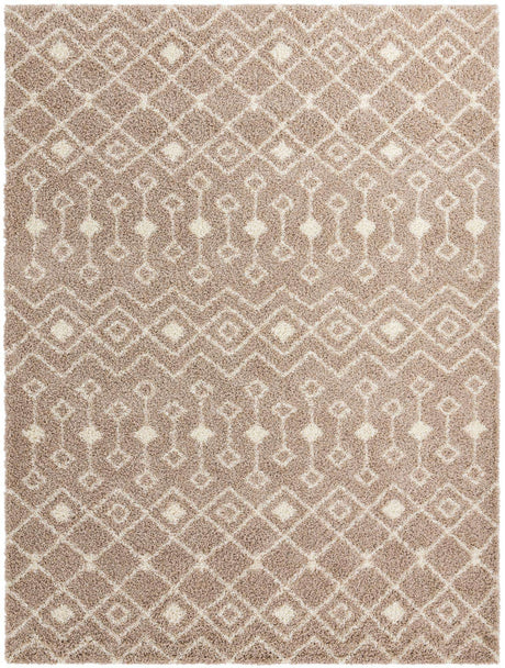 Light Brown 11' x 14' Moroccan Trellis Shag Rectangle Rug