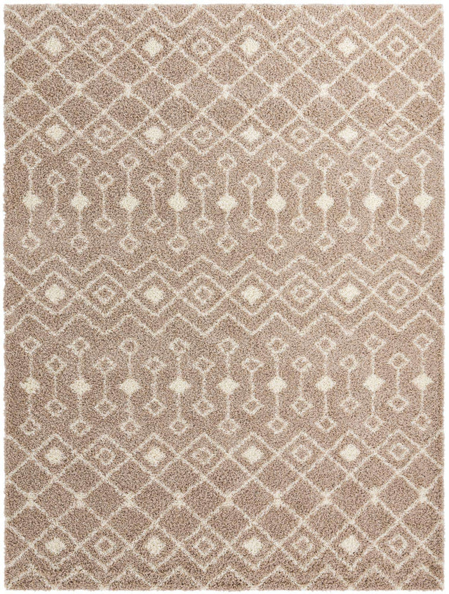 Light Brown 11' x 14' Moroccan Trellis Shag Rectangle Rug