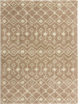 Light Brown 10' x 13' Moroccan Trellis Shag Rectangle Rug