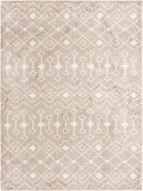 Light Brown 9' x 12' Moroccan Trellis Shag Rectangle Rug