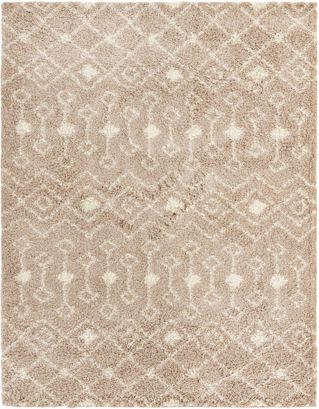 Light Brown 8' x 10' Moroccan Trellis Shag Rectangle Rug
