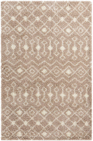 Light Brown 6' 1 x 9' Moroccan Trellis Shag Rectangle Area Rug Thick Soft Touch Fluffy & Plush Shaggy Pile
