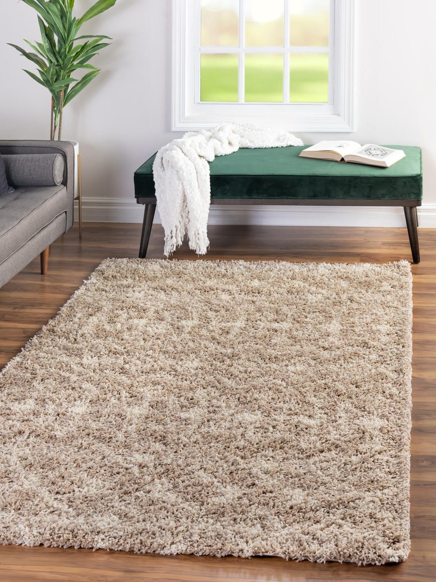 Light Brown 5' 3 x 8' Moroccan Trellis Shag Rectangle Area Rug Thick Soft Touch Fluffy & Plush Shaggy Pile 100% Polypropylene Geometric Traditional Carpet for Sale at Rug Engine